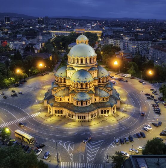 night landmark in Sofia