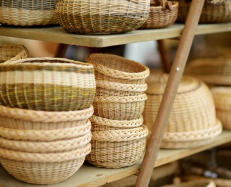 woven baskets in the market