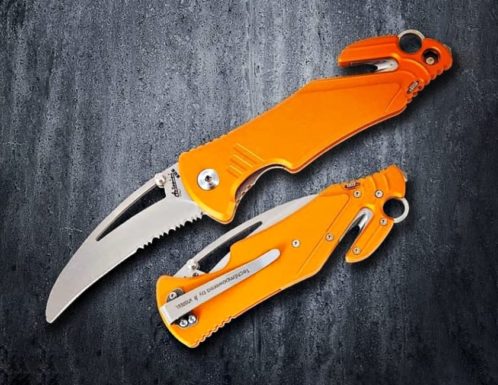 orange knife in dark background