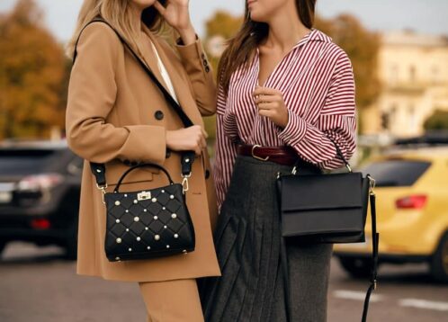 two women with Kacharovska handbags