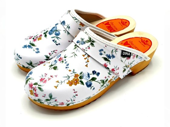modern clogs with flowers