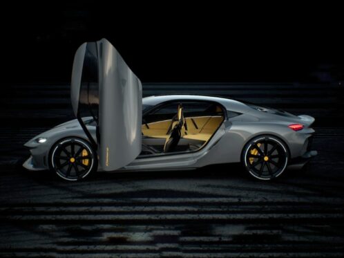 luxury supercar with an open door